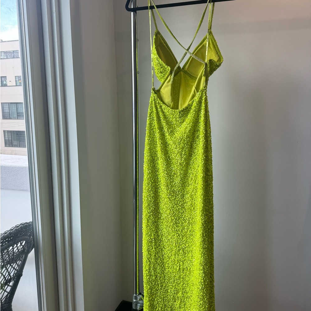 All The Rage Scala Chartreuse Sequin Gown Size 6. - image 4